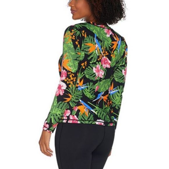 Denim & Co. Beach Long Sleeve Rash Guard Top 255 - Picture 2 of 3